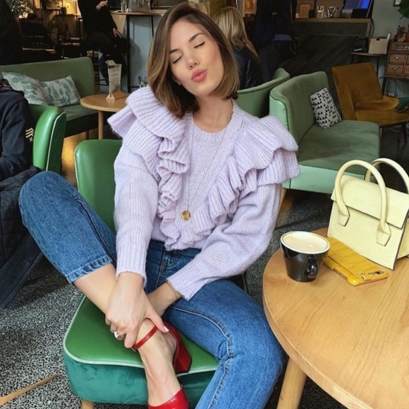 ZARA blogger fave ruffle sweater size M - Picture 2 of 14